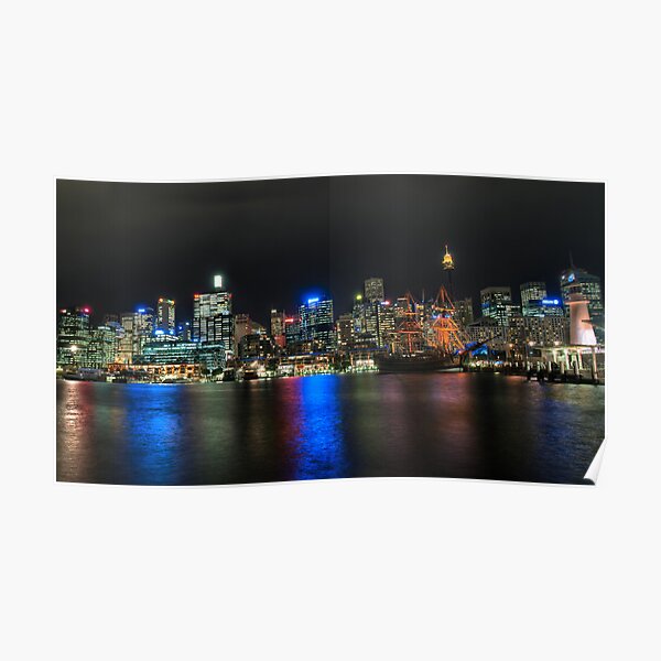 HM Bark Endeavour at night Poster