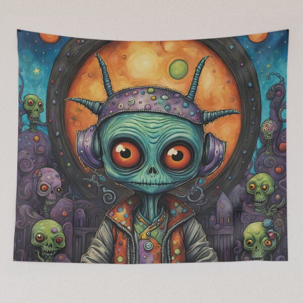 Item preview, Alien dressed as a zombie for Halloween designed and sold by Colin Bentham.