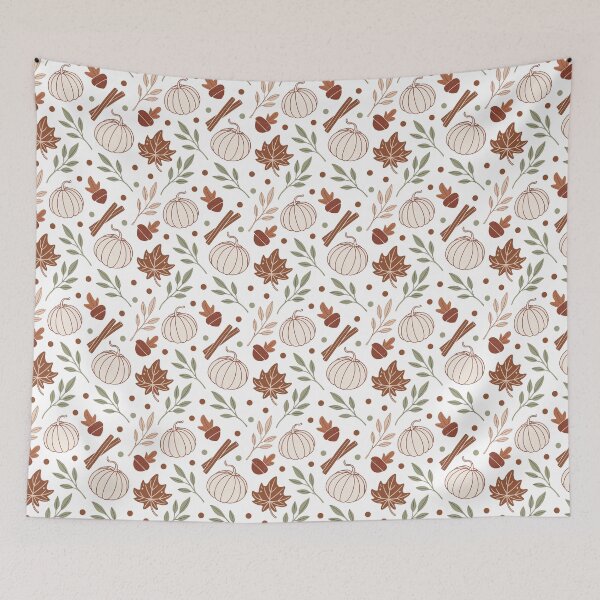 Item preview, A fall cozy pattern design of pumpkins and leaves designed and sold by Merrylands Artshop.