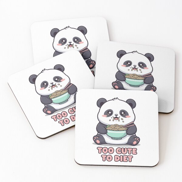 Item preview, Too Cute To Diet - Kawaii Panda Eating Noodles designed and sold by odausui.