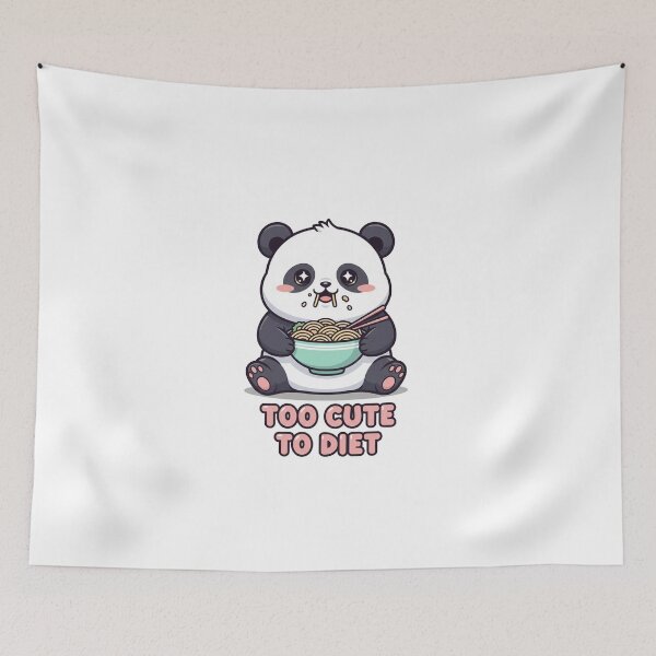 Item preview, Too Cute To Diet - Kawaii Panda Eating Noodles designed and sold by odausui.