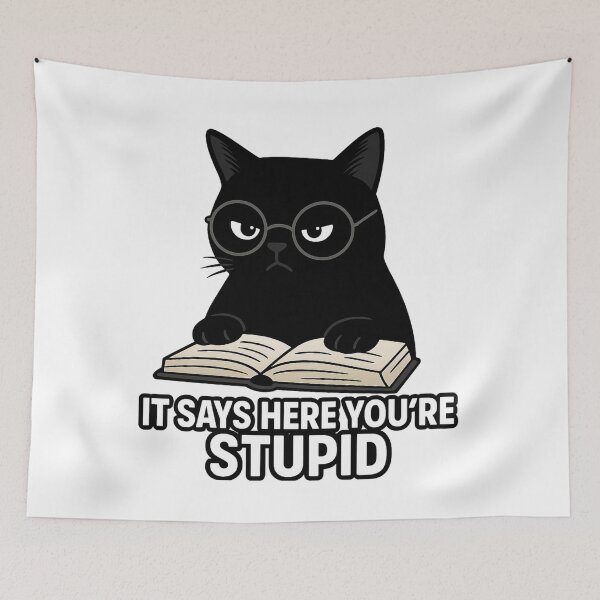 Item preview, Serious Black Cat Meme – Funny Intellectual Glasses Cat Reading Book Humor Design designed and sold by DailyDrivesct.