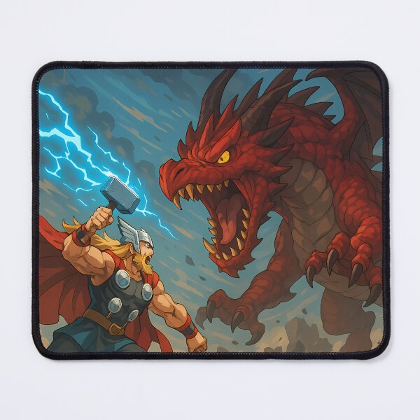Item preview, Thor vs Big Dragon – Epic Anime Battle Scene designed and sold by NorseDrip.