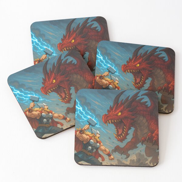 Item preview, Thor vs Big Dragon – Epic Anime Battle Scene designed and sold by NorseDrip.