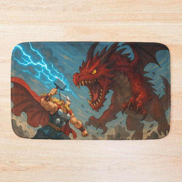 Item preview, Thor vs Big Dragon – Epic Anime Battle Scene designed and sold by NorseDrip.