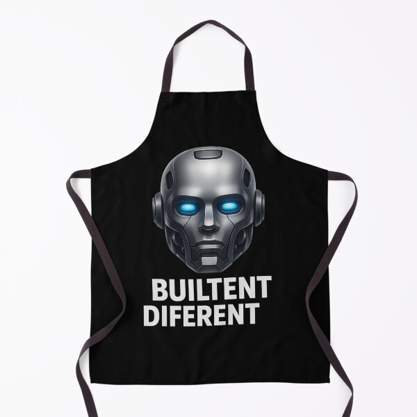 Item preview, BUILTENT DIFERENT – Glowing Robot Head Meme Design designed and sold by FelixnRobinus.