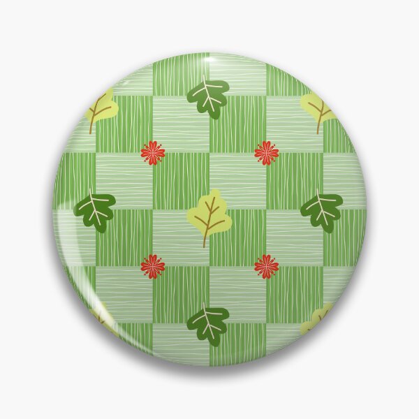 Item preview, Seamless Leaf and Flower Pattern on Green Checker Background designed and sold by Aom Road.