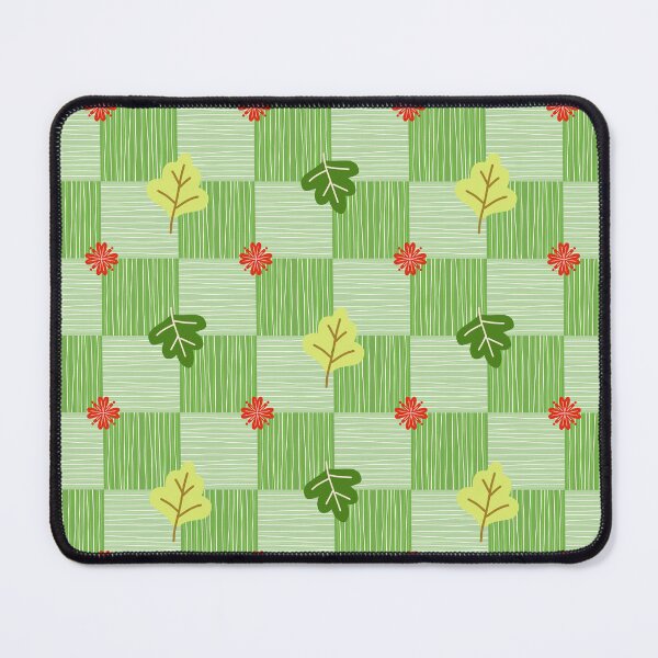 Item preview, Seamless Leaf and Flower Pattern on Green Checker Background designed and sold by Aom Road.