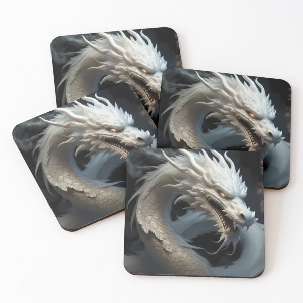Item preview, Chinese Epic White Dragon on black background Aesthetic designed and sold by Aesth3ticDreams.