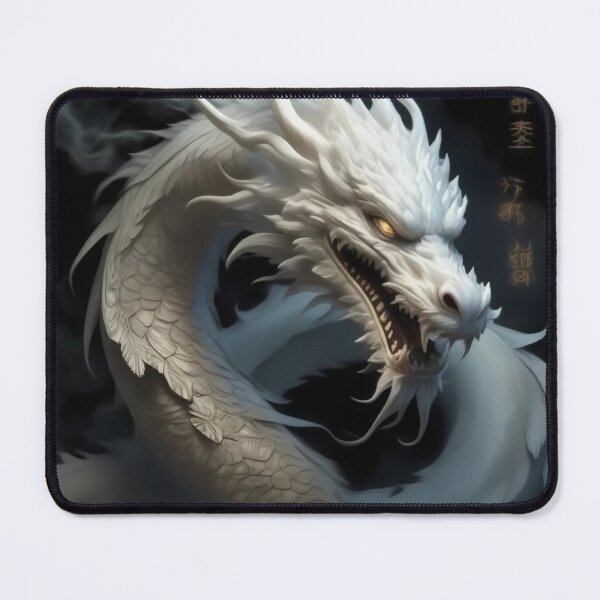 Item preview, Chinese Epic White Dragon on black background Aesthetic designed and sold by Aesth3ticDreams.