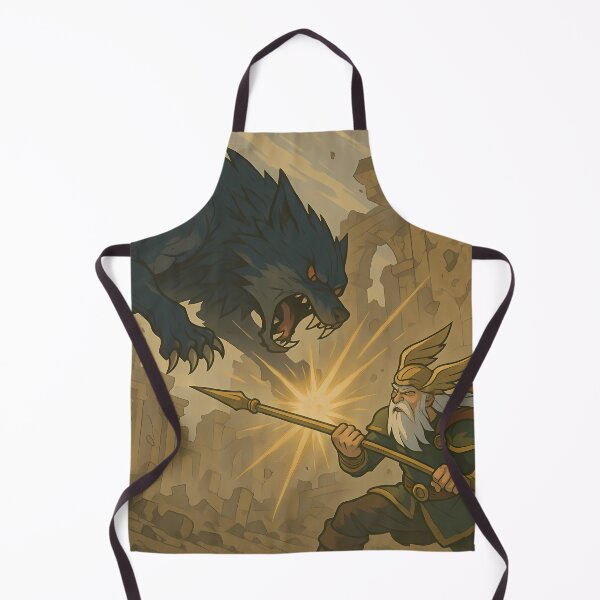 Item preview, Fenrir Leaping at Odin – Mythic Anime Clash designed and sold by NorseDrip.