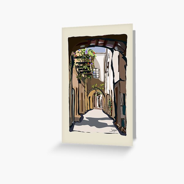Greek street on Chios Greeting Card