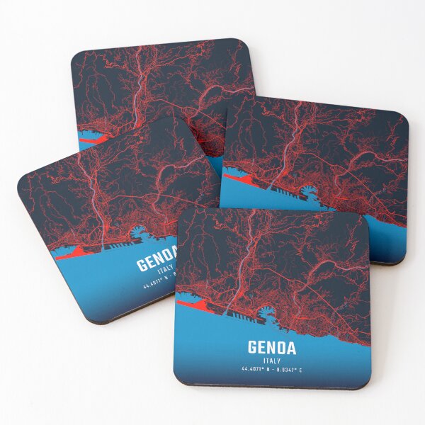 Item preview, Genoa Red & Blue Minimalist Map designed and sold by HomeLivingCo.