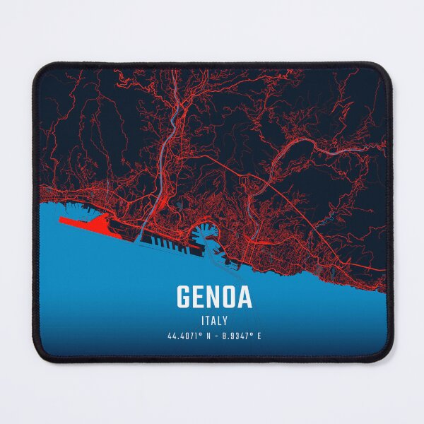 Item preview, Genoa Red & Blue Minimalist Map designed and sold by HomeLivingCo.