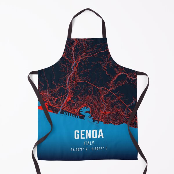 Item preview, Genoa Red & Blue Minimalist Map designed and sold by HomeLivingCo.