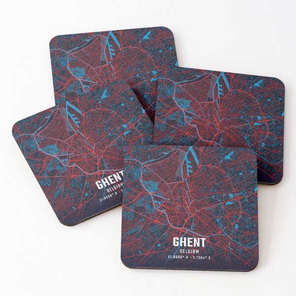 Item preview, Ghent Red & Blue Minimalist Map designed and sold by HomeLivingCo.