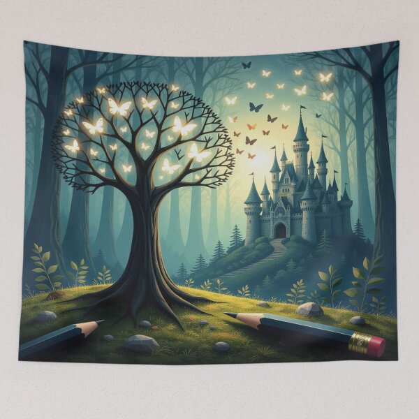 Item preview, Pencil Awakening – Creativity comes to life in an enchanted forest full of glowing butterflies designed and sold by FotoworldEdel.