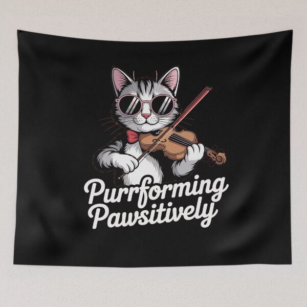 Item preview, Cool Cat Violinist with Positive Vibes designed and sold by majidkacm.