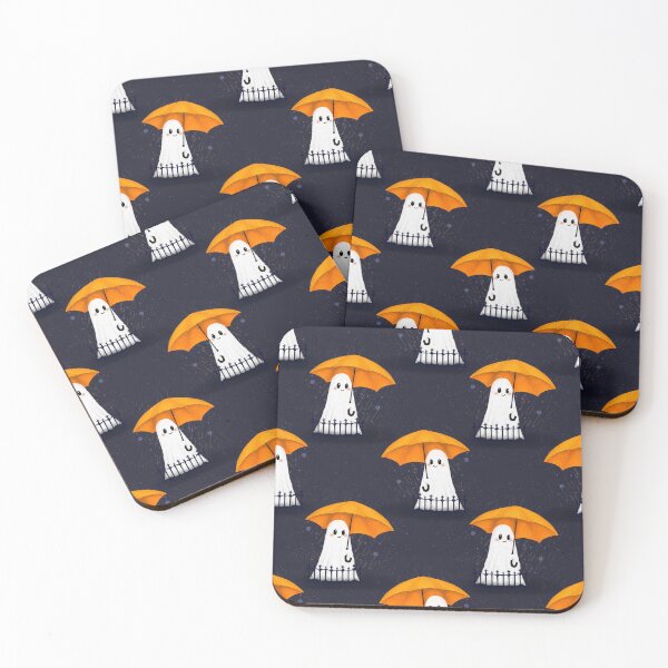 Item preview, Cutest ghost with orange umbrella seamless pattern designed and sold by jancajiravova.