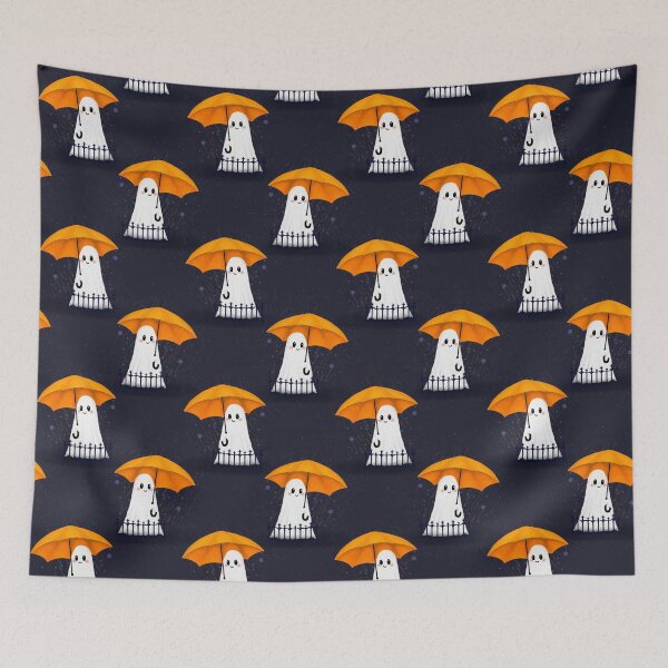 Item preview, Cutest ghost with orange umbrella seamless pattern designed and sold by jancajiravova.