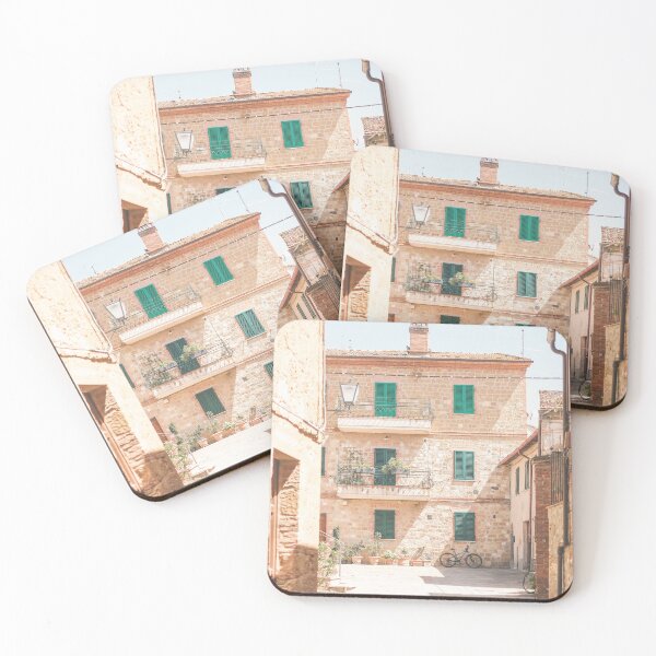 Item preview, Tuscany, Italy I Medieval village of Pienza in golden light with terracotta rooftops ochre walls and rustic charm photography in the Tuscan countryside for a warm and timeless Mediterranean feel designed and sold by Julie Travel Photography.