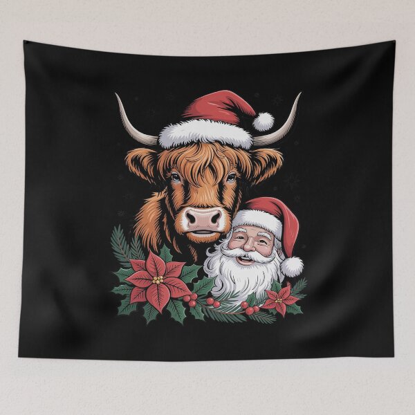 Item preview, Highland Cow Christmas Western Santa Cow designed and sold by MinaReinger.