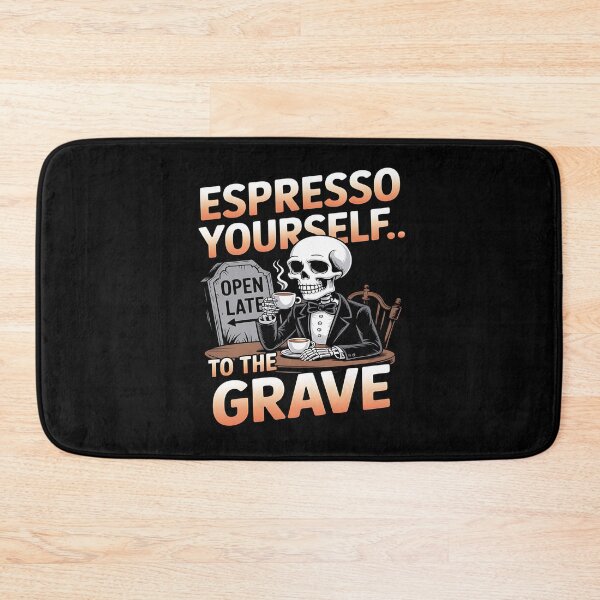 Item preview, skeleton coffee - death before decaf - gothic coffee - caffeine skeleton - spooky coffee - coffee and bones - skull coffee - skeleton espresso - halloween coffee - bone tired coffee wired designed and sold by JansenGS.