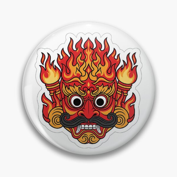 Item preview, Gini Raksha Fire Demon Mask Sticker - Ward Off Evil Spirits designed and sold by bloomling.