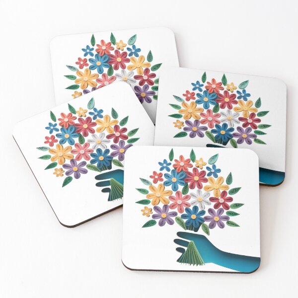 Item preview, Elegant Hand Holding Quilled Flowers | Paper Quilling Art Illustration designed and sold by VividOrganica.