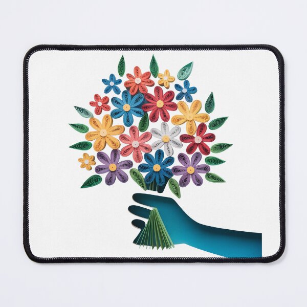 Item preview, Elegant Hand Holding Quilled Flowers | Paper Quilling Art Illustration designed and sold by VividOrganica.