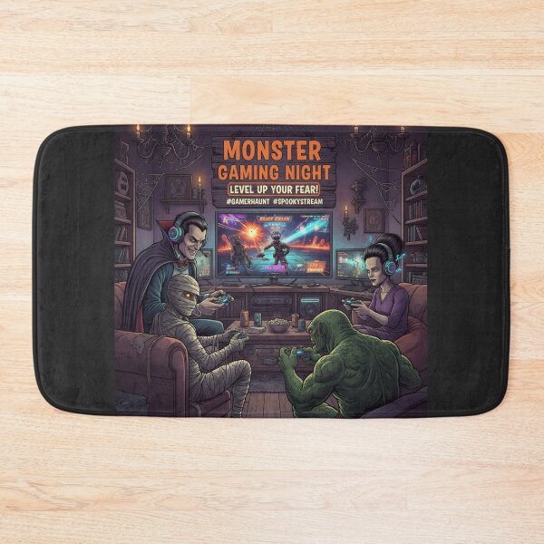 Item preview, Monster Gaming Night – Retro Horror Gamer Squad | Halloween Spooky Art | Creepy Digital Poster for Gamers designed and sold by 4xF.