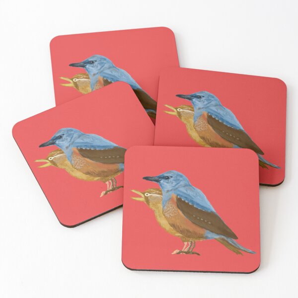 Item preview, A blue rock thrush and a melodious laughing thrush designed and sold by greenPQBstudio.