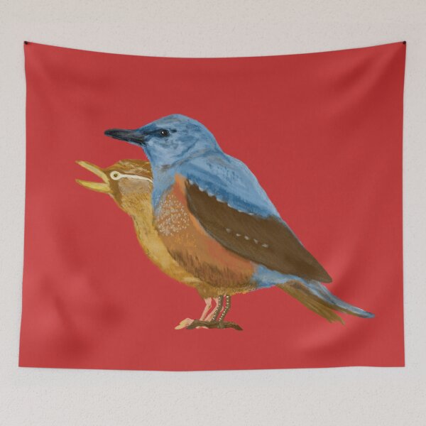 Item preview, A blue rock thrush and a melodious laughing thrush designed and sold by greenPQBstudio.