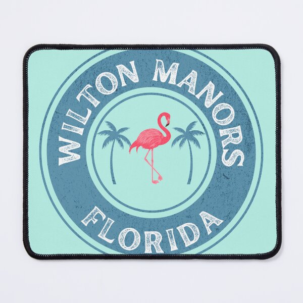 Item preview, Wilton Manors Florida Retro Flamingo Design with Tropical Palms Vintage Badge designed and sold by WarFX Designs.