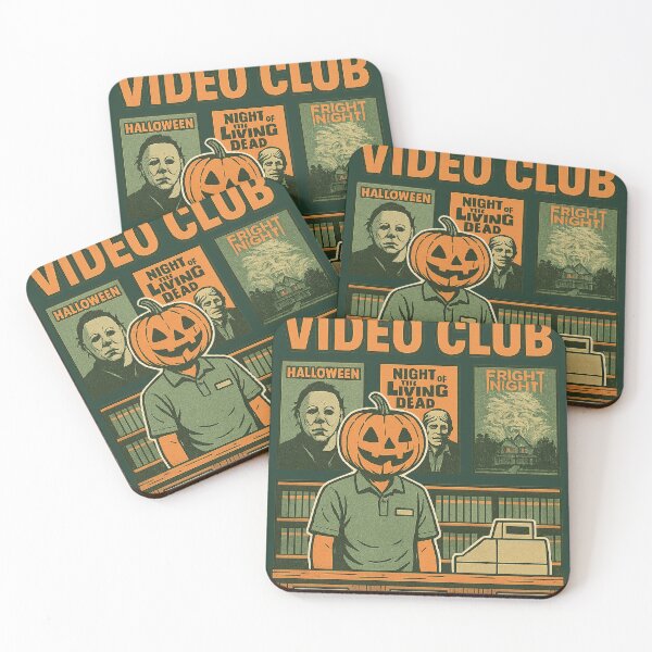 Item preview, Halloween Video Club – Pumpkin-Head Clerk & Horror VHS Wall | Vintage Retro designed and sold by KrintoryTees.
