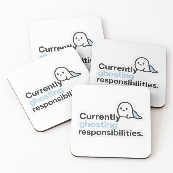 Item preview, Currently Ghosting Responsibilities" Halloween Typography Sticker – Lazy Ghost Design designed and sold by dailyprintables.