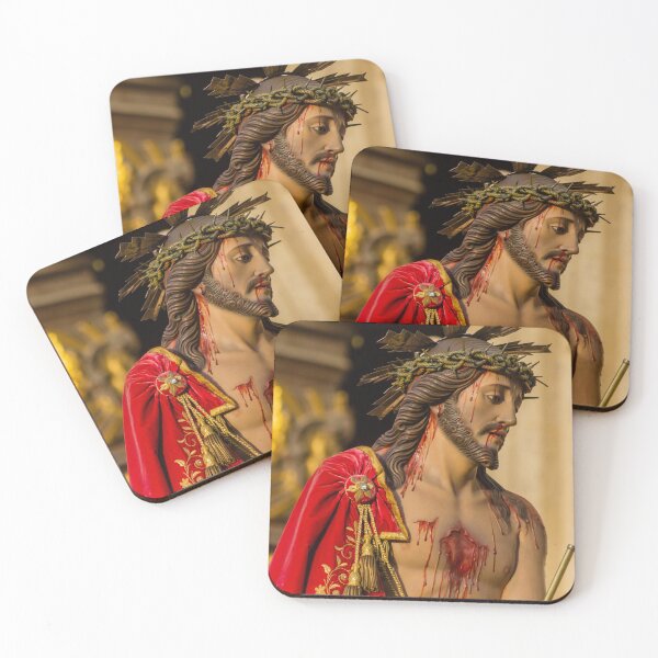 Item preview, Religious Statue Of Jesus With Crown Of Thorns, Blood, And Red Robe In Night Procession designed and sold by Nmallia.