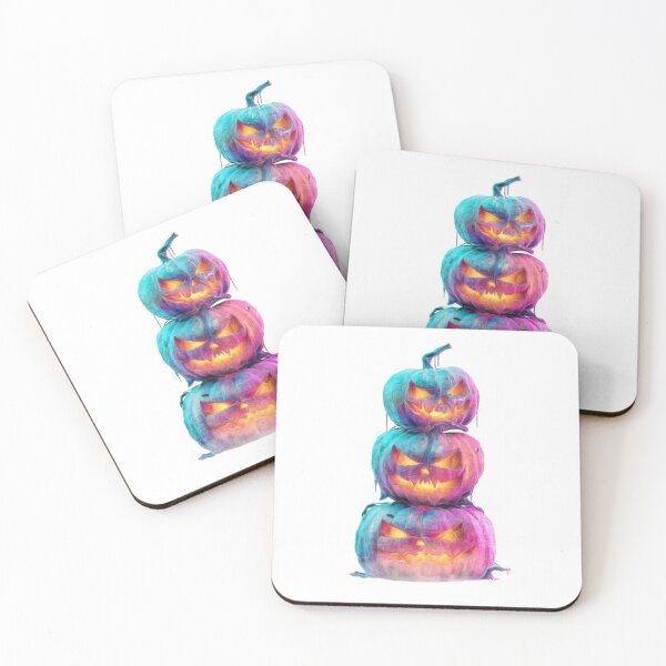 Item preview, Pumpkin Stack — Neon Jack-O’-Lantern Trio designed and sold by AlexLineArt.