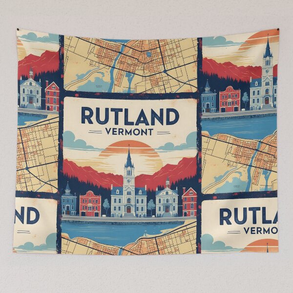 Item preview, Rutland Vermont 1950s USA Vintage Travel Tourism designed and sold by TravelersGems.