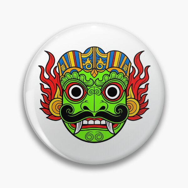 Item preview, Gara Raksha Green Demon Mask Sticker - Evil Eye Protection designed and sold by bloomling.