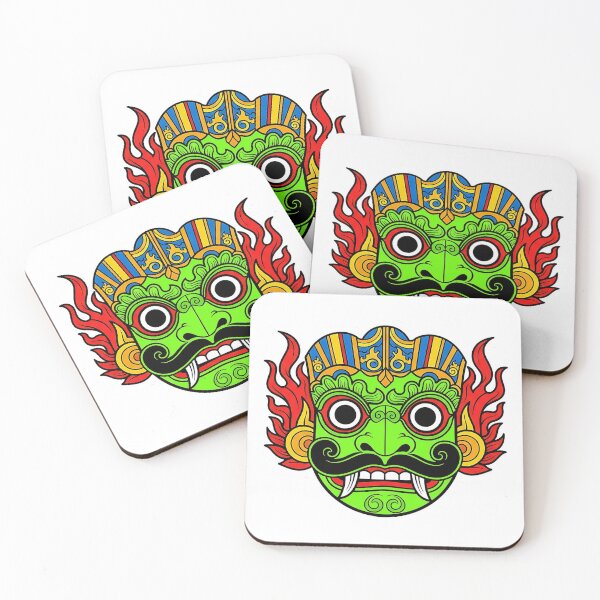 Item preview, Gara Raksha Green Demon Mask Sticker - Evil Eye Protection designed and sold by bloomling.