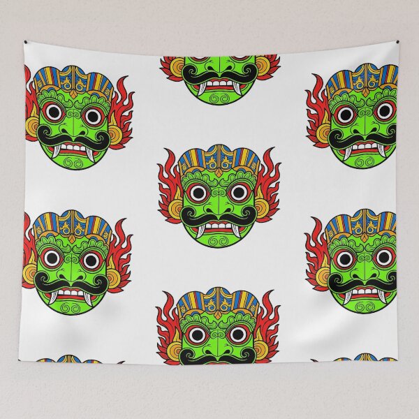 Item preview, Gara Raksha Green Demon Mask Sticker - Evil Eye Protection designed and sold by bloomling.