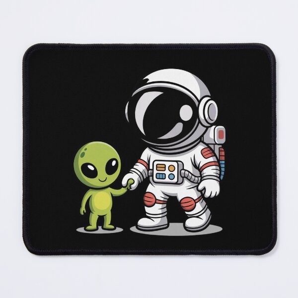 Item preview, Cute Astronaut with Alien Friend Cartoon | Space Friendship Artwork designed and sold by ColorSplash123.