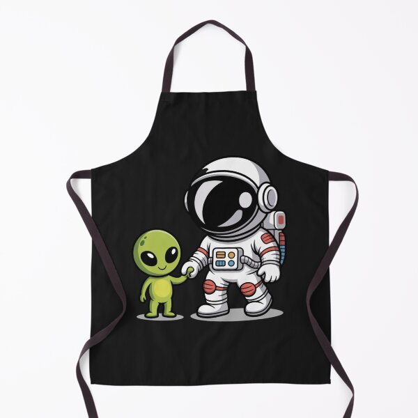 Item preview, Cute Astronaut with Alien Friend Cartoon | Space Friendship Artwork designed and sold by ColorSplash123.