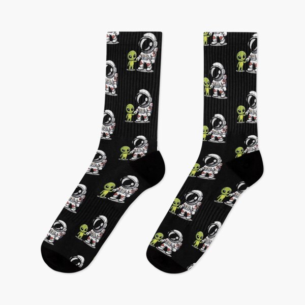 Item preview, Cute Astronaut with Alien Friend Cartoon | Space Friendship Artwork designed and sold by ColorSplash123.