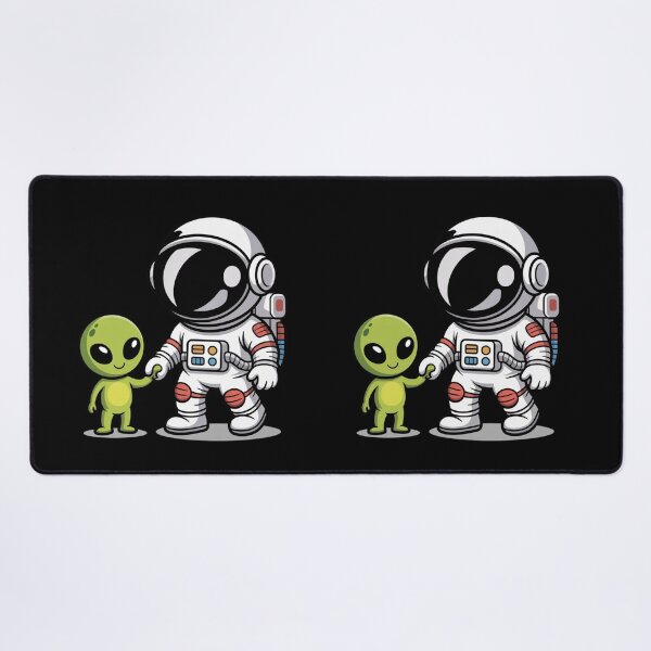 Item preview, Cute Astronaut with Alien Friend Cartoon | Space Friendship Artwork designed and sold by ColorSplash123.
