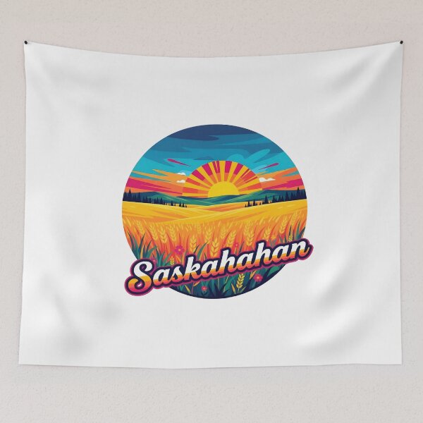 Item preview, Saskatchewan Prairie Sunrise Retro Design designed and sold by Paper Drip.