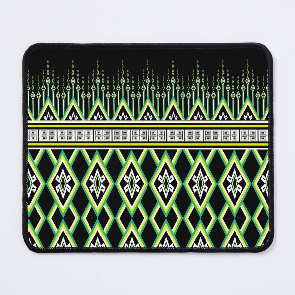Item preview, Thai Traditional Geometric Textile Pattern with Diamond Motif on Black Background designed and sold by Kaskacozy.