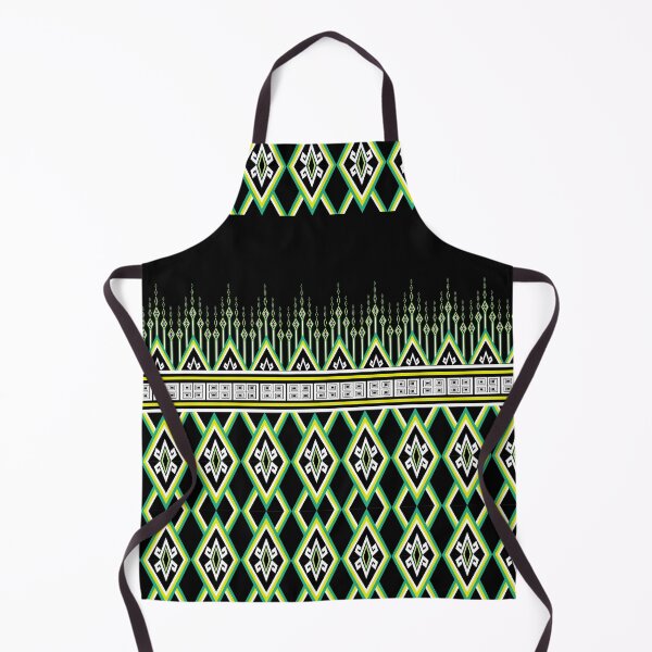 Item preview, Thai Traditional Geometric Textile Pattern with Diamond Motif on Black Background designed and sold by Kaskacozy.
