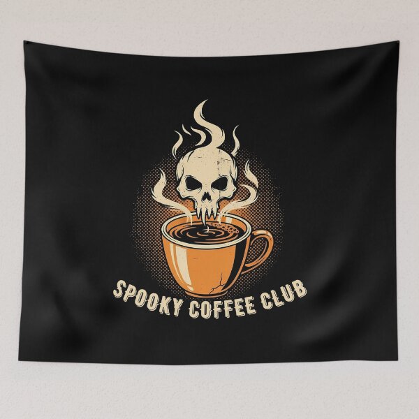 Item preview, Spooky Coffee Club Skull Halloween Caffeine Retro Goth designed and sold by VinsendDraconi.